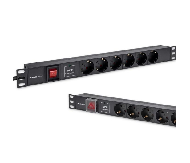 Qoltec Aluminiowa Listwa zasilająca PDU do RACK 19'' 1U 16A 6xSCH - 1257493 - zdjęcie 4